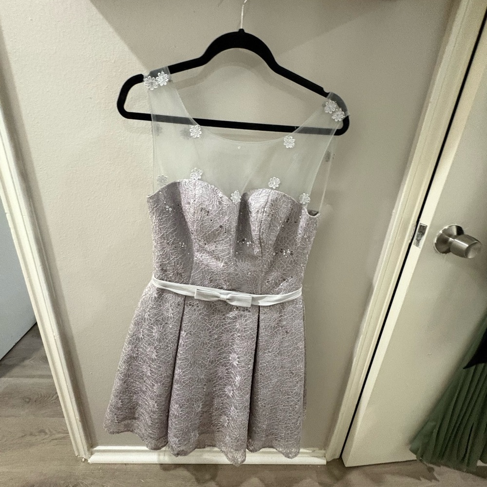 Silver Sequin Sweetheart Cocktail Dress
